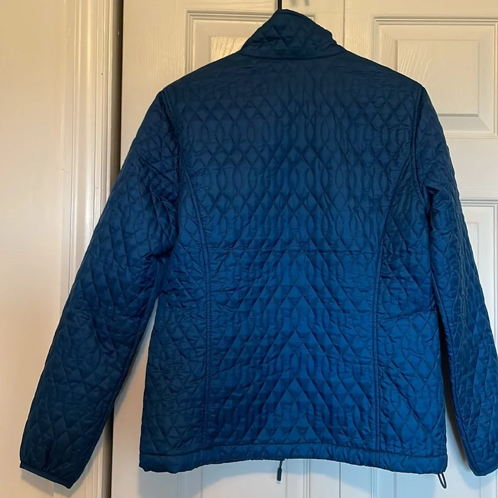 Lands’End sz S quilted deep teal jacket front pockets zip front adjustable waist - Picture 10 of 10